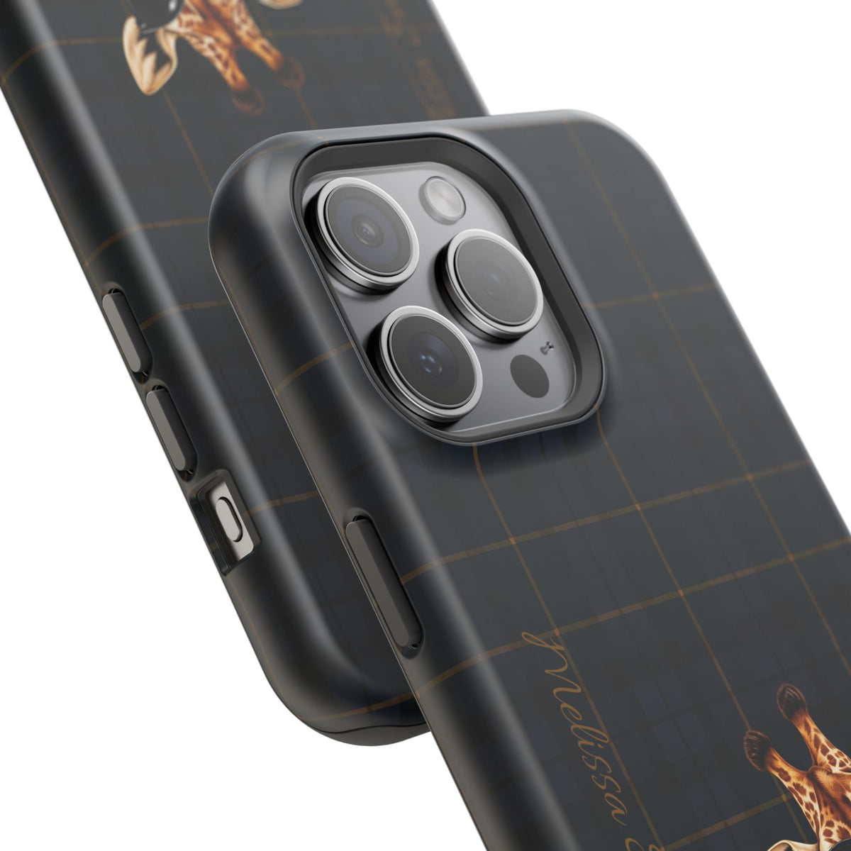 Personalized Giraffe Phone Case —Tartan Print Magnetic Impact-Resistant