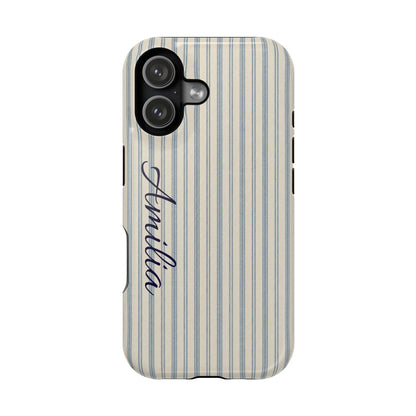 Personalized Striped Magnetic Impact-Resistant Phone Case — Custom Name