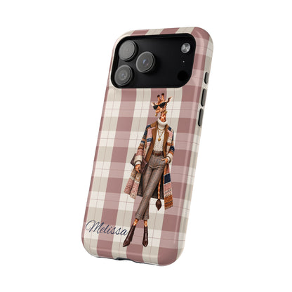Personalized Giraffe Phone Case — Green Leopard Print Magnetic Impact-Resistant