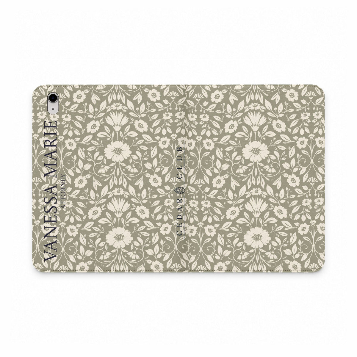 Personalized Floral Tablet Folio Case — Custom Name Monogrammed Cover