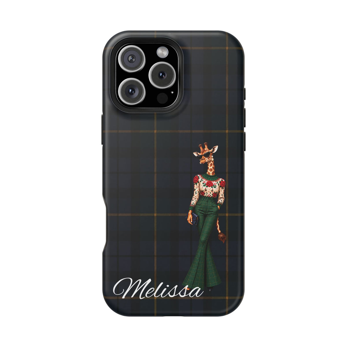 Personalized Giraffe Phone Case — Green Leopard Print Magnetic Impact-Resistant
