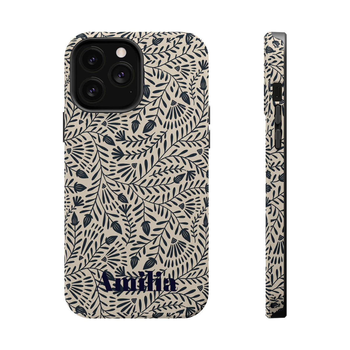Floral Vine Magnetic Impact Phone Case — Personalized Monogram Option