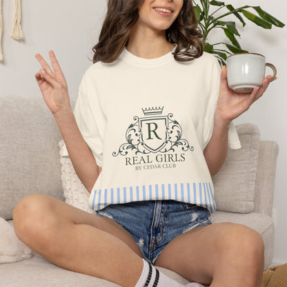 Blue Stripe Crest Graphic T-Shirt