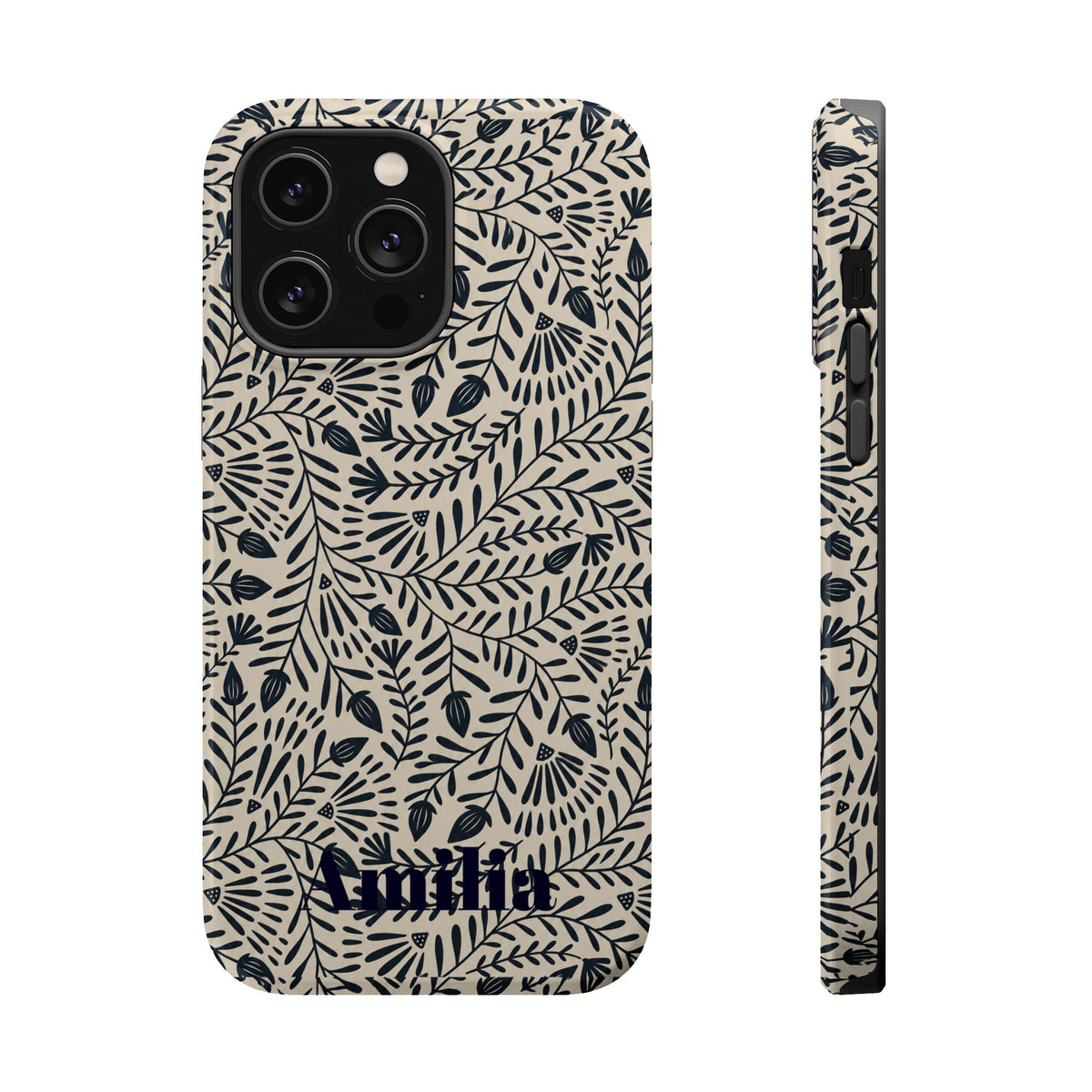 Floral Vine Magnetic Impact Phone Case — Personalized Monogram Option