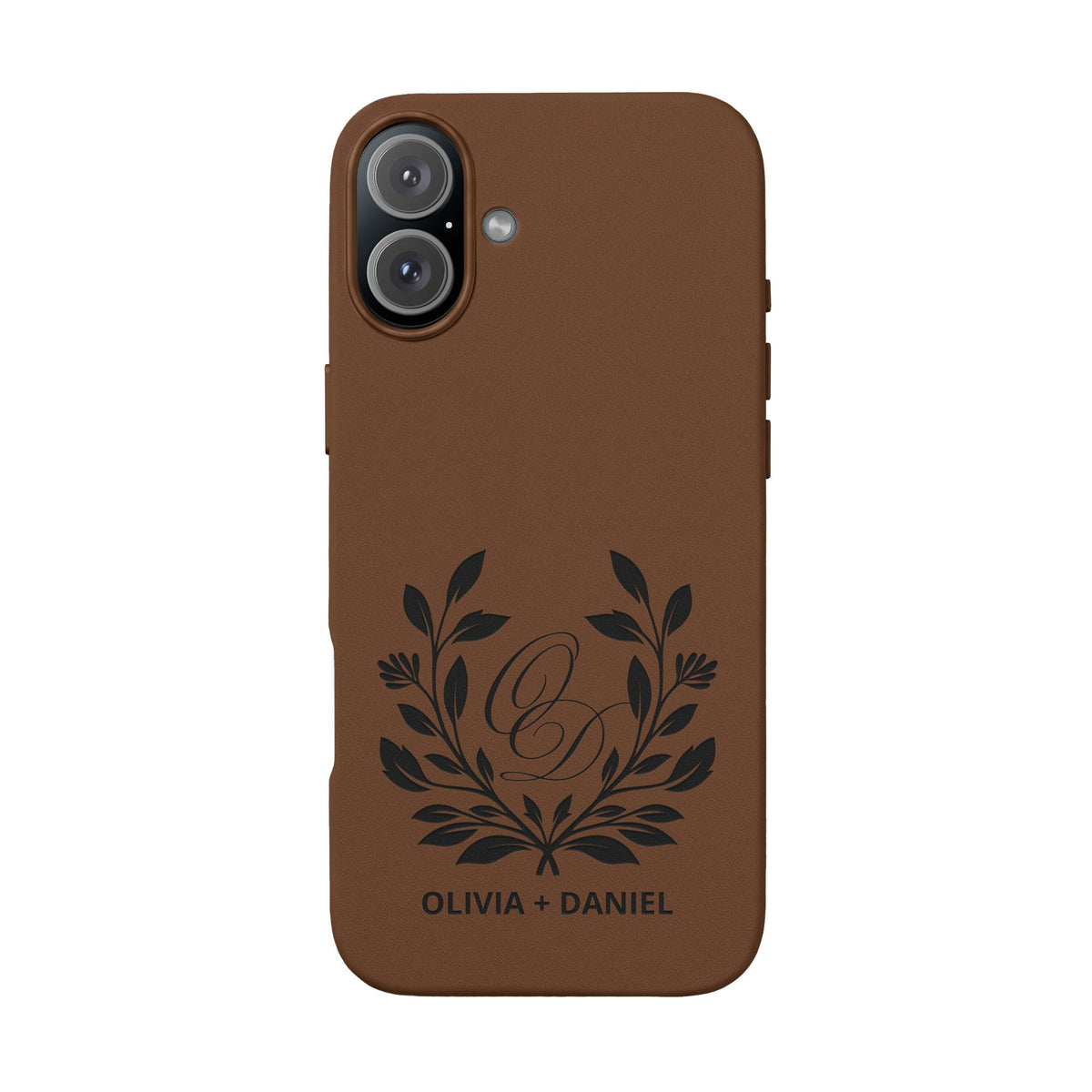 Engraved PU Leather Phone Case — Monogram Design
