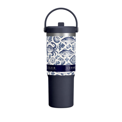 32oz Nautical Fish & Crab Tumbler — Personalized Insulated Travel Cup