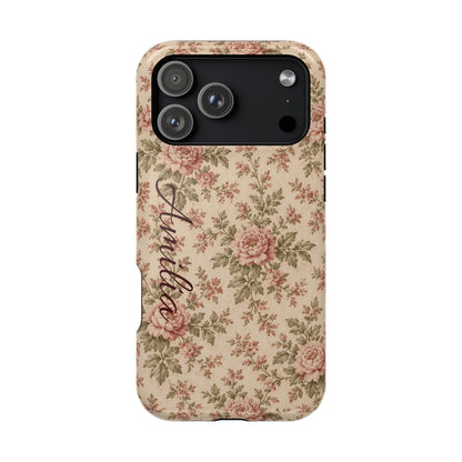 Floral Vintage Rose Magnetic Phone Case — Personalized Option