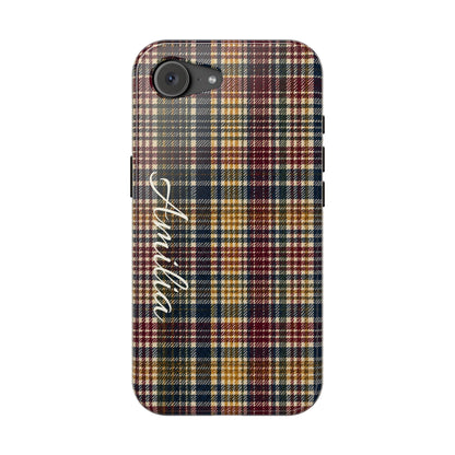 Plaid Magnetic Impact Phone Case — Personalized Script Name