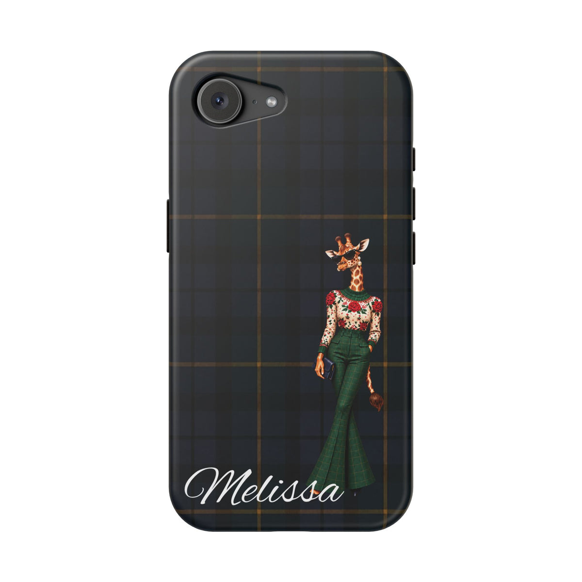 Personalized Giraffe Phone Case — Green Leopard Print Magnetic Impact-Resistant