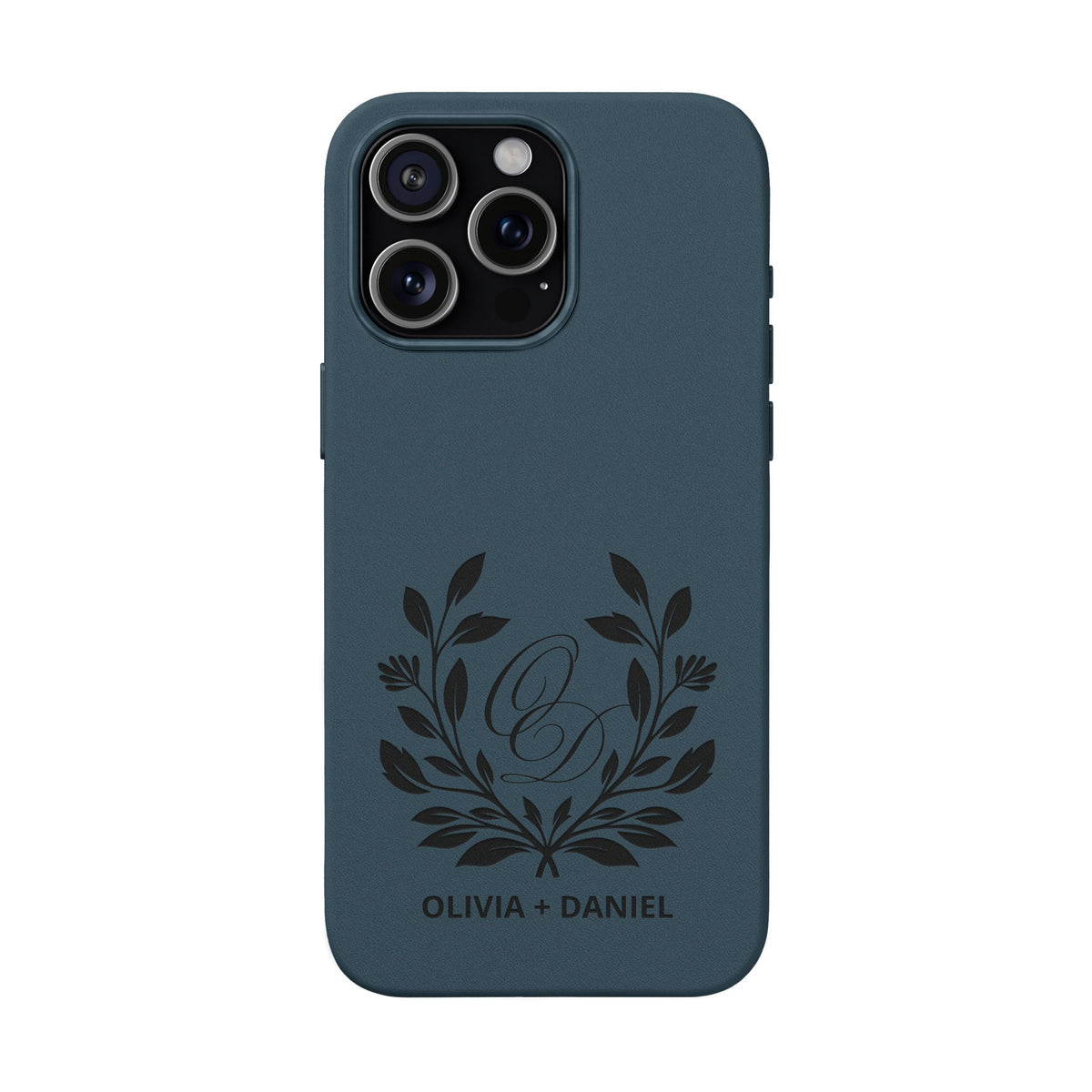 Engraved PU Leather Phone Case — Monogram Design