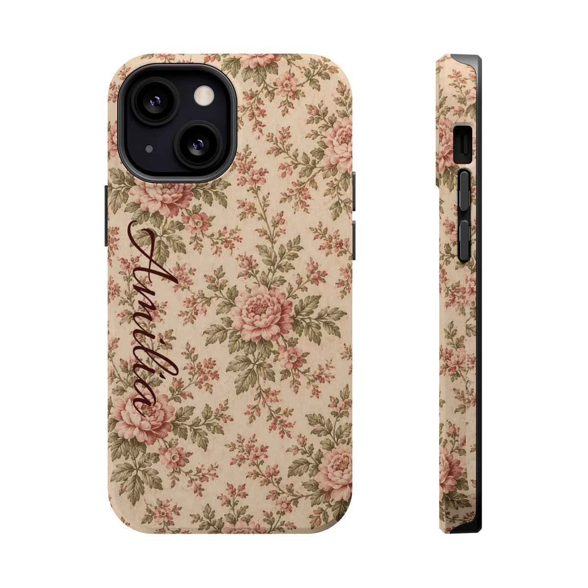 Floral Vintage Rose Magnetic Phone Case — Personalized Option