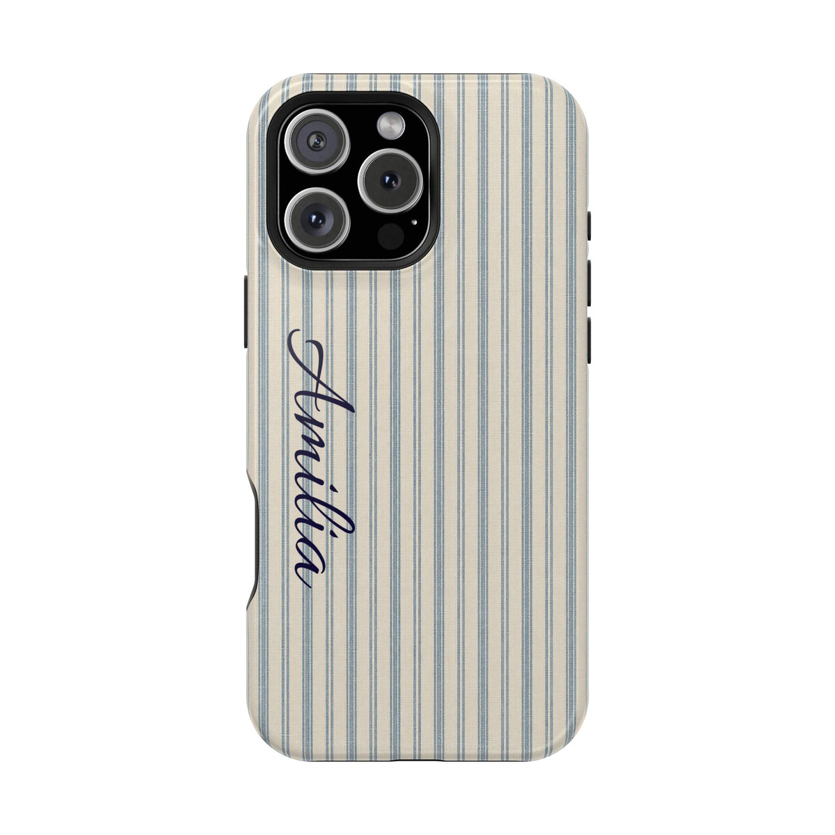 Personalized Striped Magnetic Impact-Resistant Phone Case — Custom Name