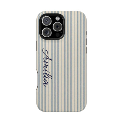 Personalized Striped Magnetic Impact-Resistant Phone Case — Custom Name