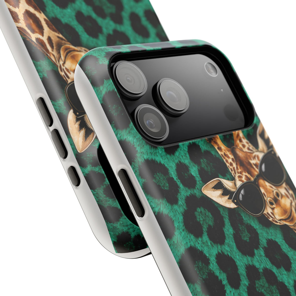 Personalized Giraffe Phone Case — Green Leopard Print Magnetic Impact-Resistant