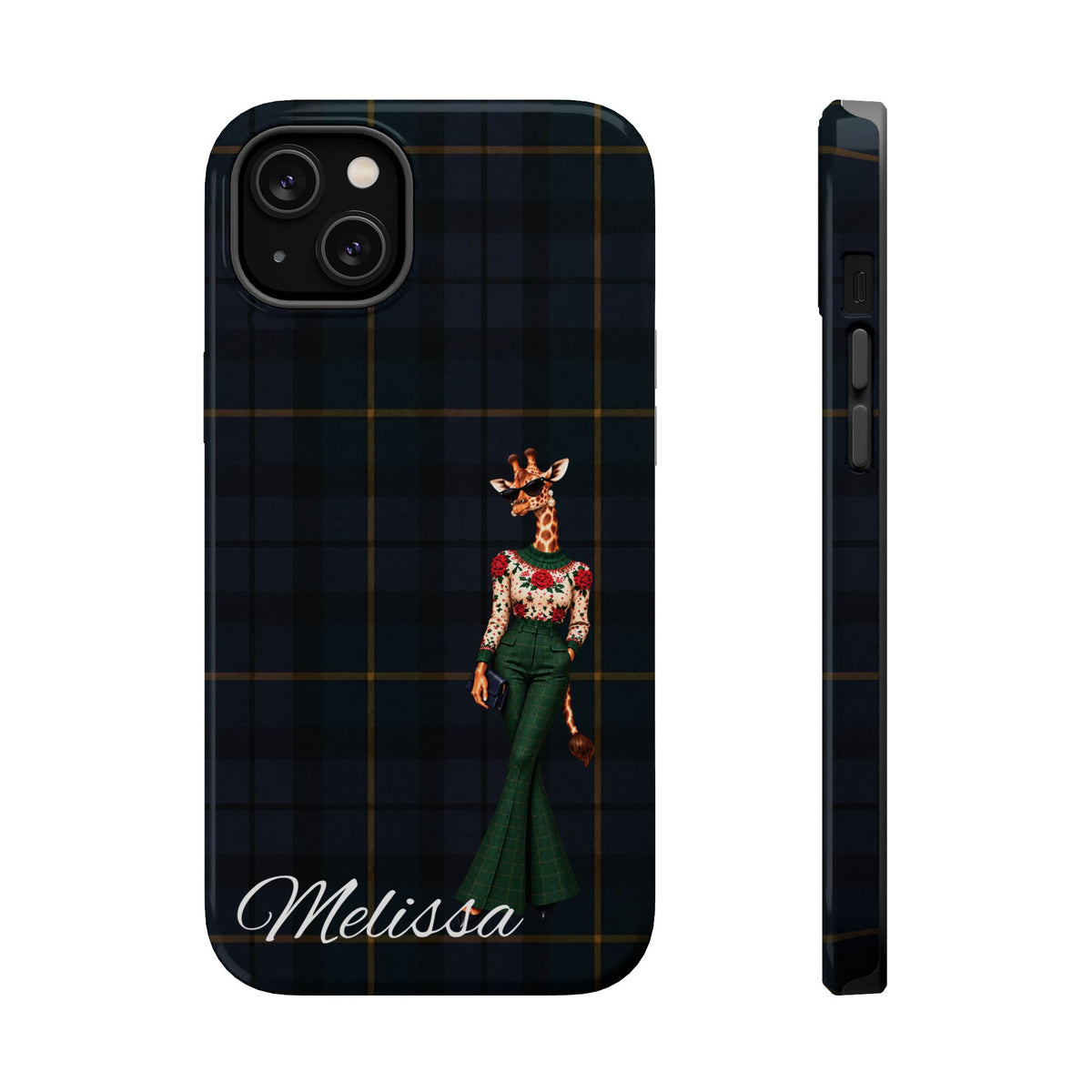 Personalized Giraffe Phone Case — Green Leopard Print Magnetic Impact-Resistant