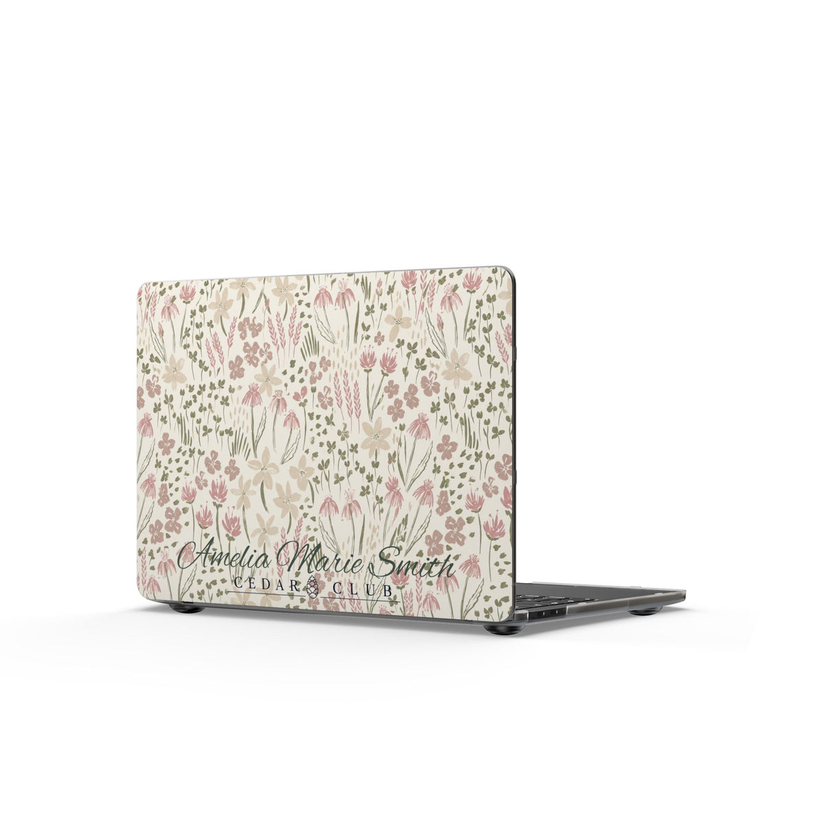 Floral Vintage Matte MacBook Case — Personalized Name Option