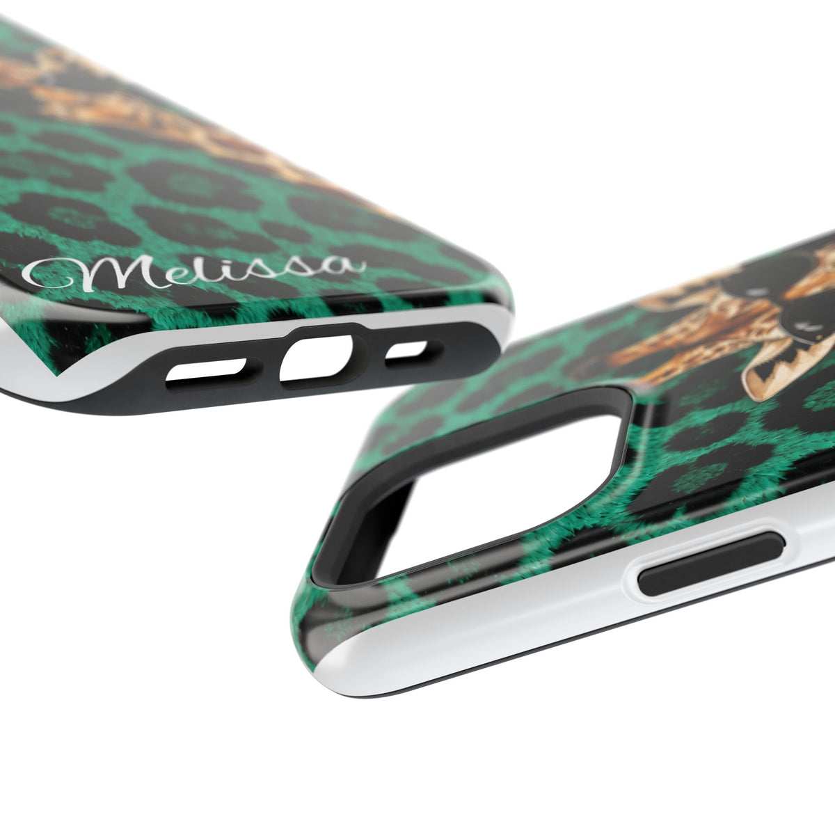 Personalized Giraffe Phone Case — Green Leopard Print Magnetic Impact-Resistant