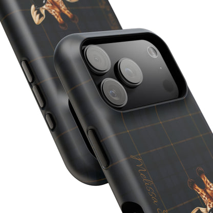 Personalized Giraffe Phone Case —Tartan Print Magnetic Impact-Resistant