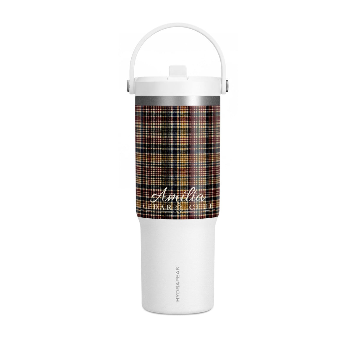 Plaid 32oz Nomad Tumbler — Insulated Travel Mug with Personalized Script