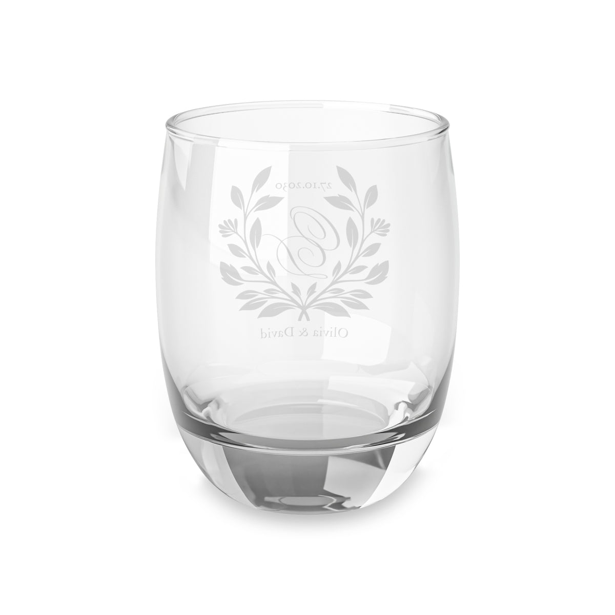 Personalized Monogram Whiskey Glass — Initial & Laurel Wreath