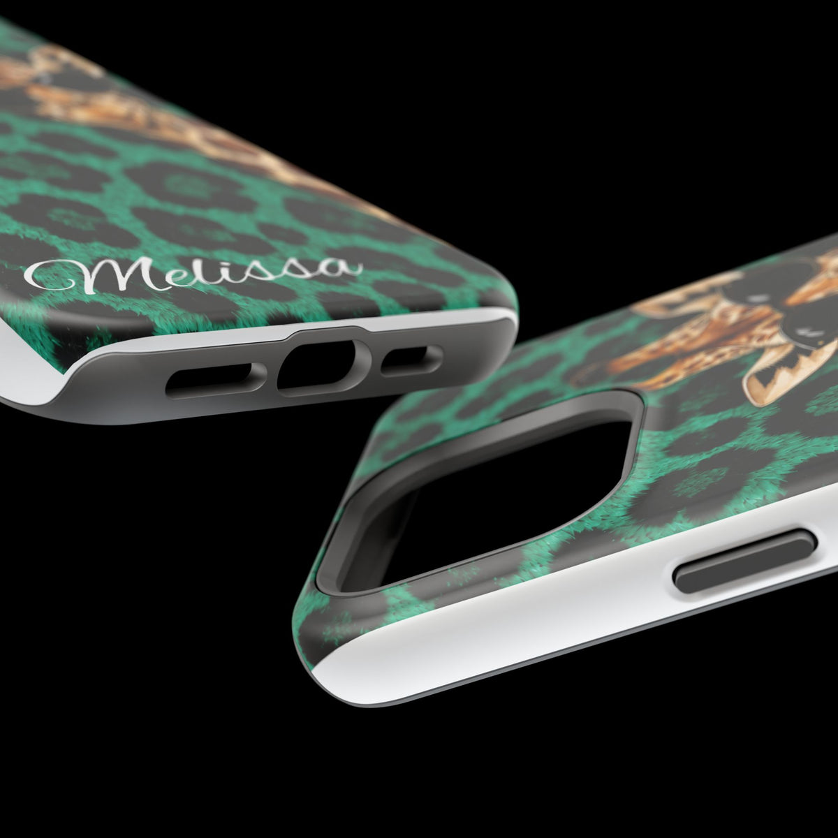 Personalized Giraffe Phone Case — Green Leopard Print Magnetic Impact-Resistant