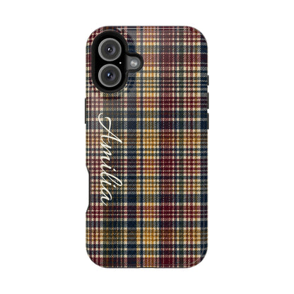 Plaid Magnetic Impact Phone Case — Personalized Script Name