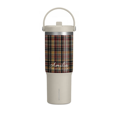 Plaid 32oz Nomad Tumbler — Insulated Travel Mug with Personalized Script