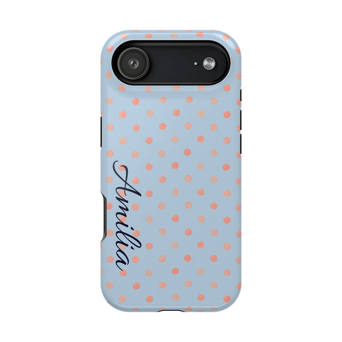 Personalized Polka Dot Magnetic Phone Case — Impact-Resistant iPhone Cover with Name