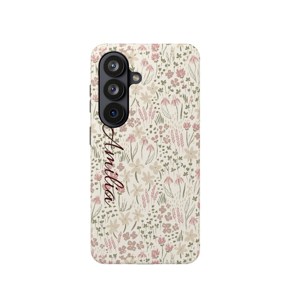 Personalized Floral Phone Case — Magnetic Impact-Resistant with Script Name