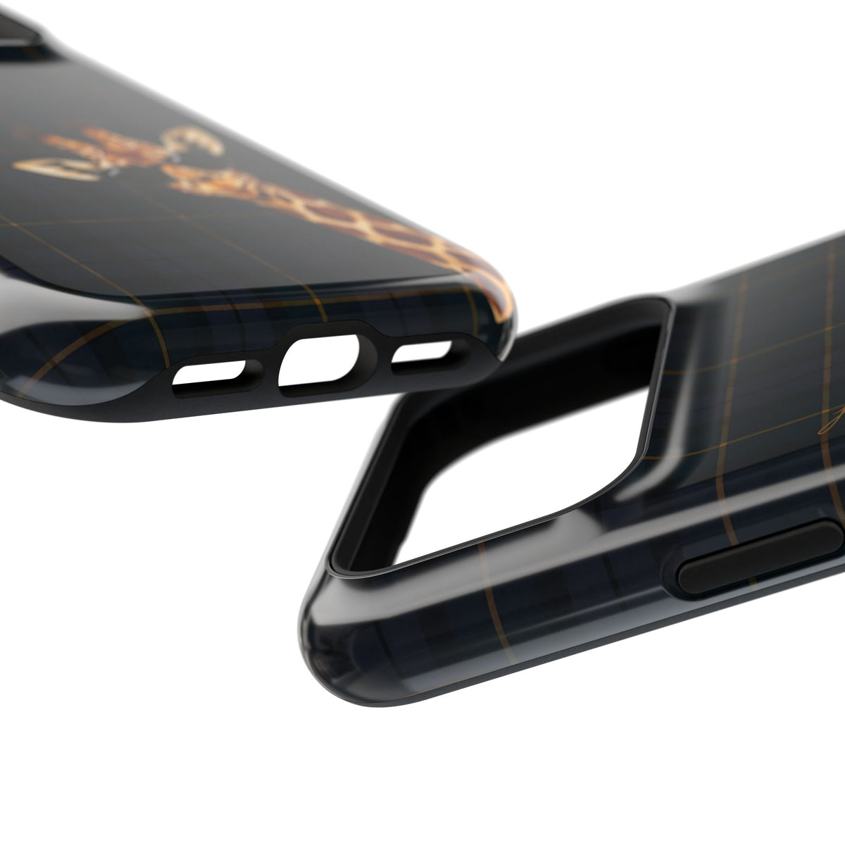 Personalized Giraffe Phone Case —Tartan Print Magnetic Impact-Resistant