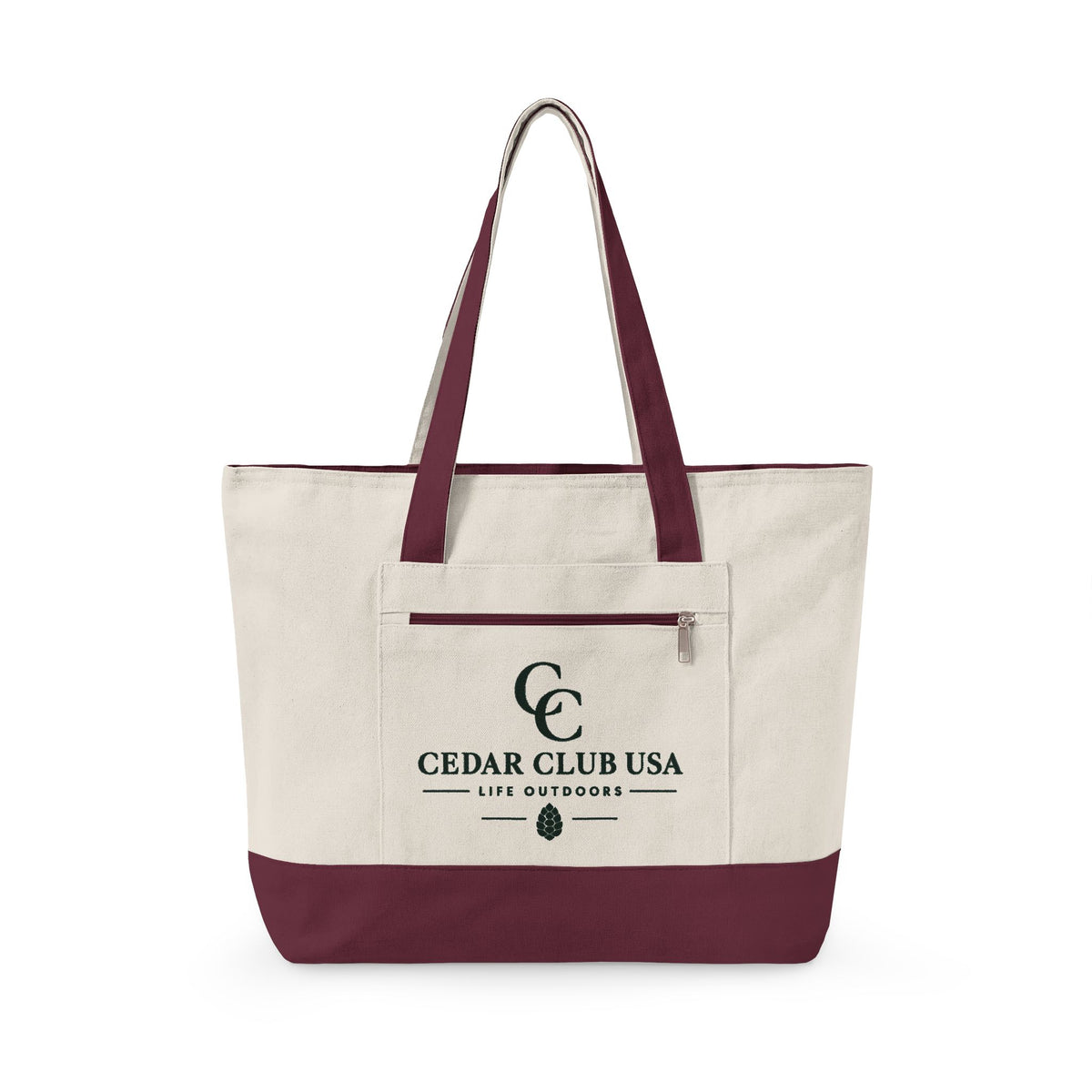 Canvas Tote Bag — Personalized 'Cedar Cubs' / Hiking Sheep Design, Zippered Beach & Market Tote
