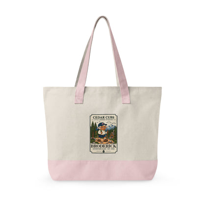 Canvas Tote Bag — Personalized 'Cedar Cubs' / Hiking Sheep Design, Zippered Beach & Market Tote
