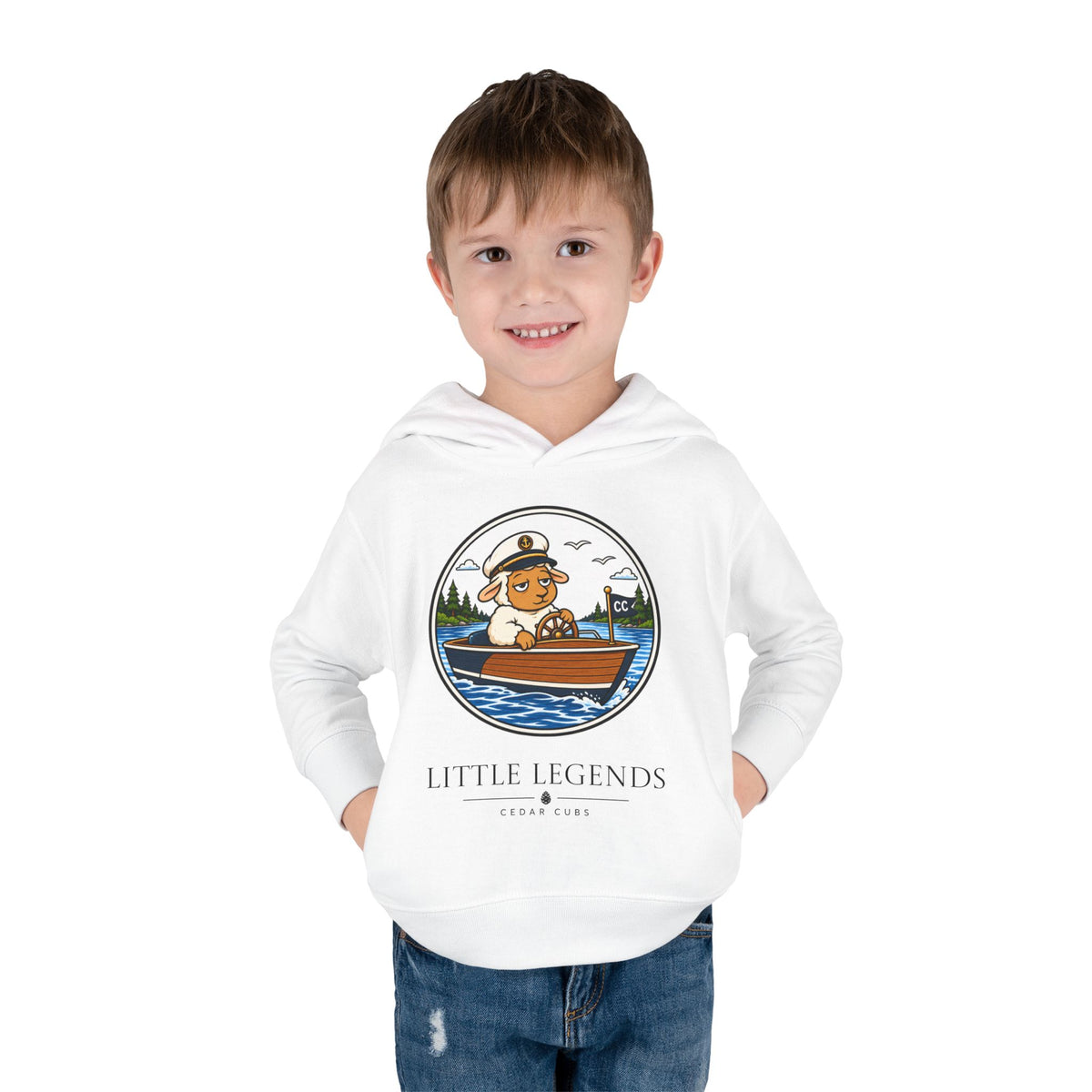 Toddler Hoodie — 'Little Legends' Boat Captain Design | Cedar Cubs Personalized Pullover