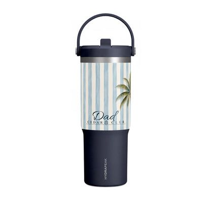 32oz Nautical Nomad Tumbler — Personalized Striped Travel Cup with Palm & Sailboat Design