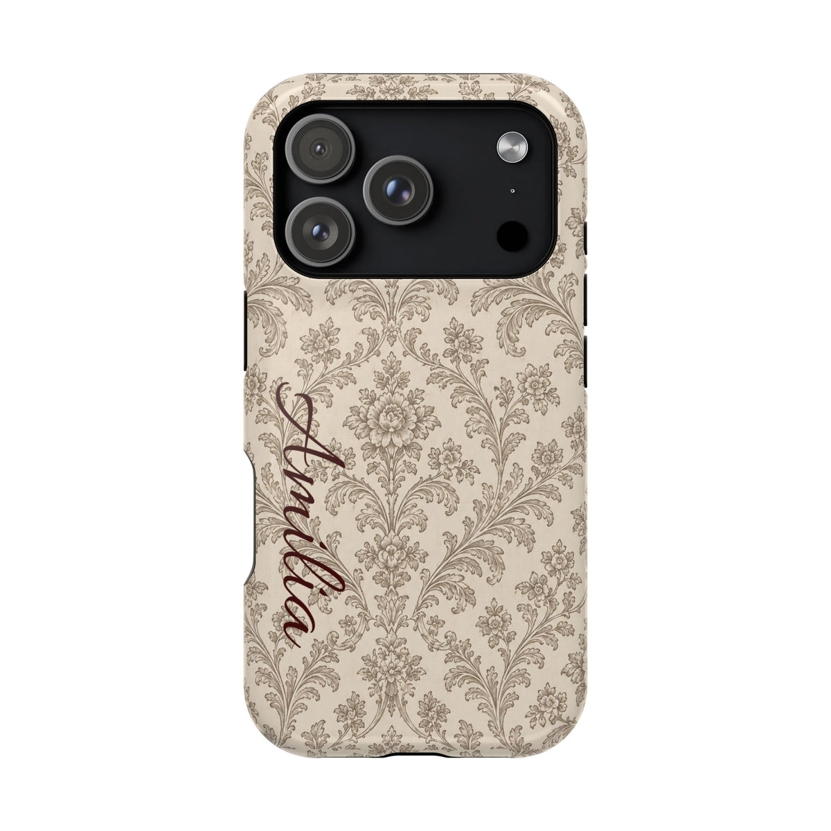 Personalized Vintage Damask Magnetic Phone Case — Custom Name