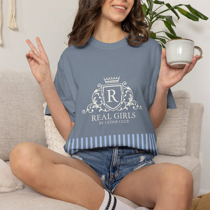 Blue Stripe Crest Graphic T-Shirt