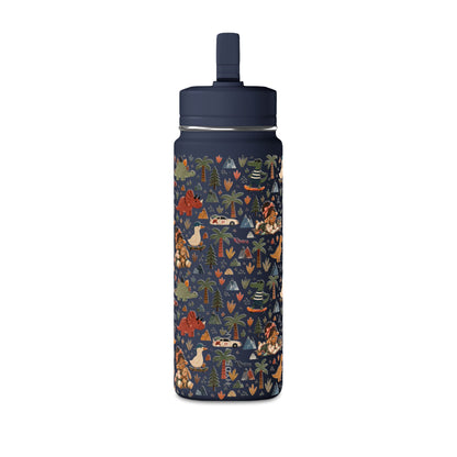 20oz Kids Dinosaur Water Bottle — Cute Dino Pattern with Name Personalization