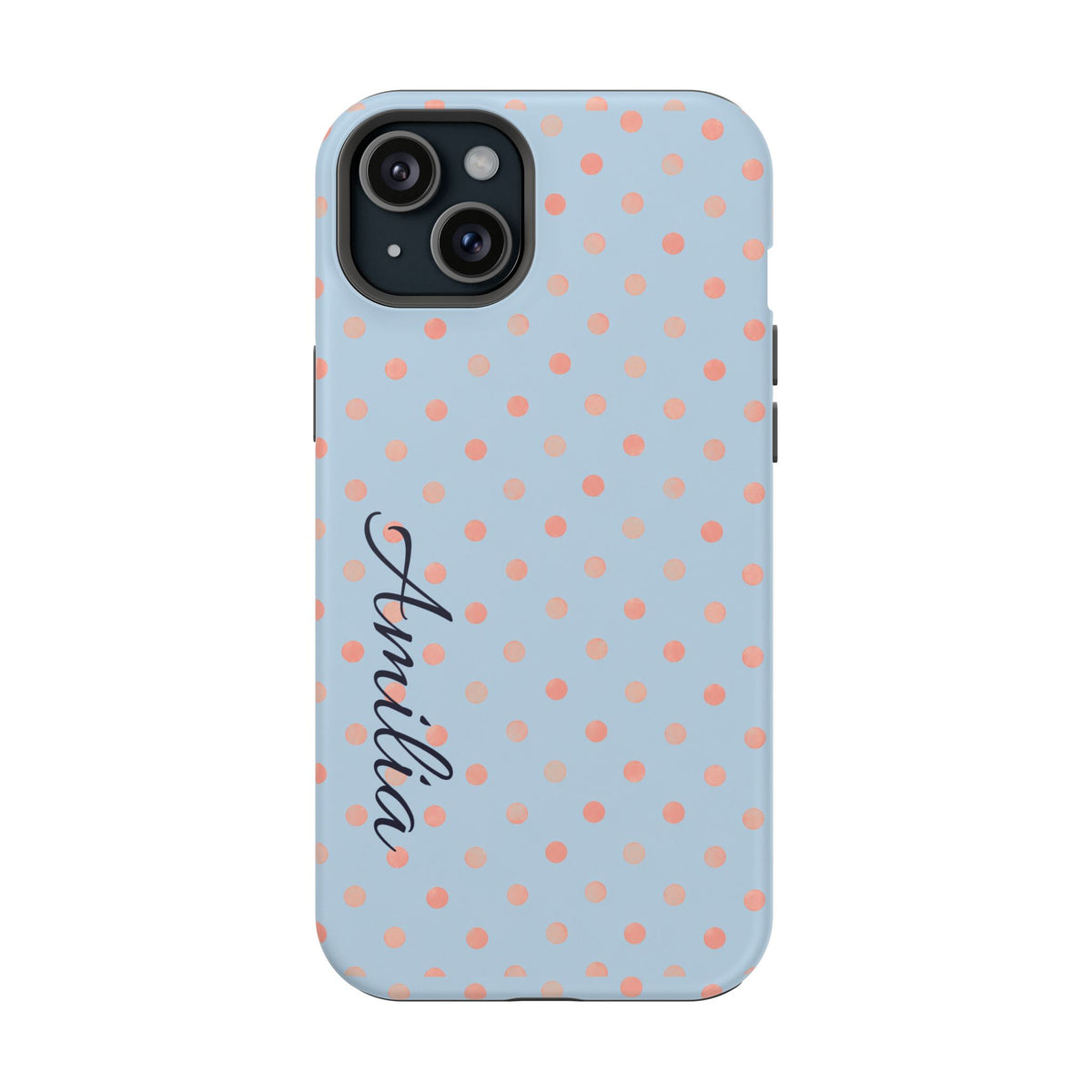 Personalized Polka Dot Magnetic Phone Case — Impact-Resistant iPhone Cover with Name