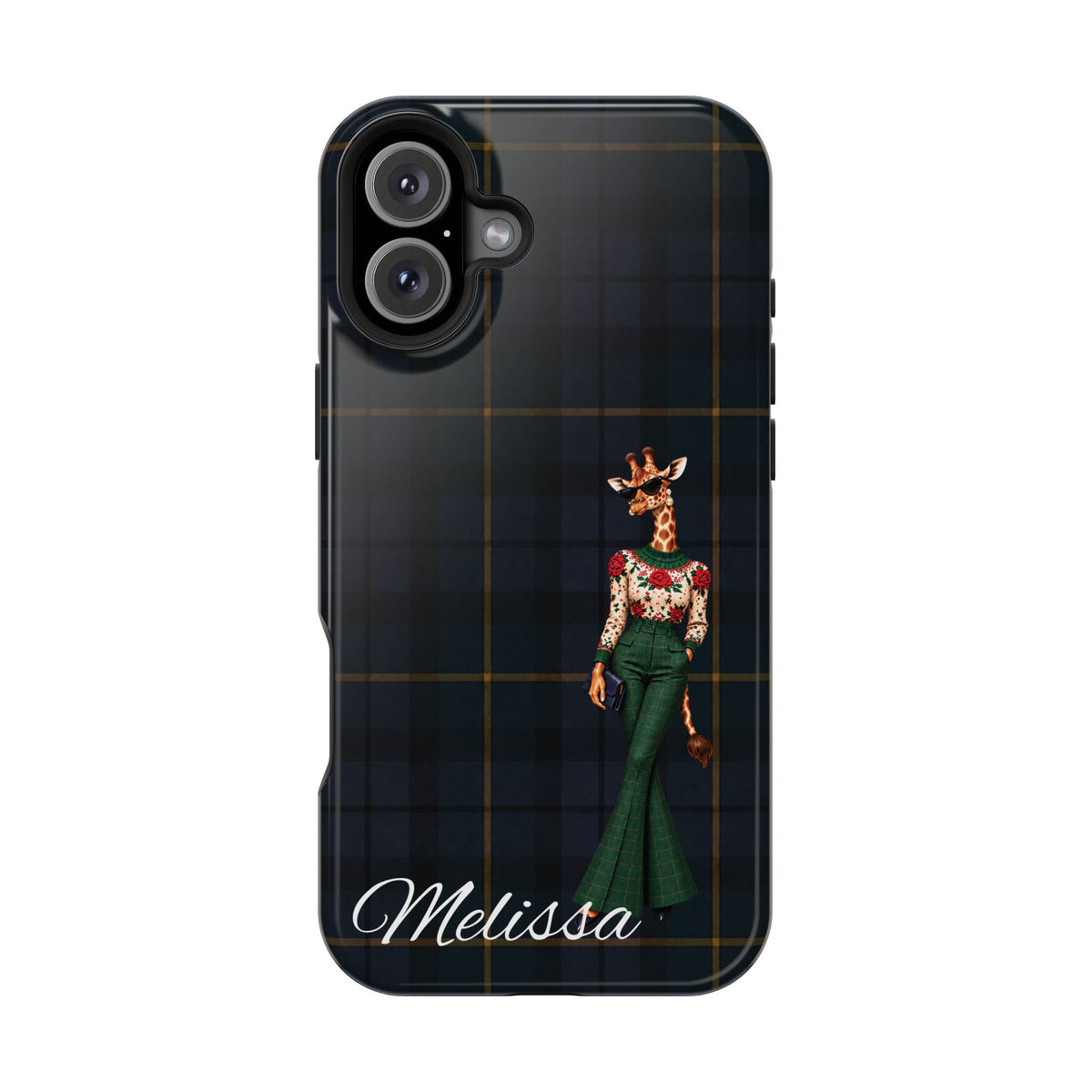 Personalized Giraffe Phone Case — Green Leopard Print Magnetic Impact-Resistant