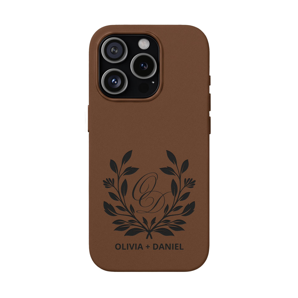 Engraved PU Leather Phone Case — Monogram Design