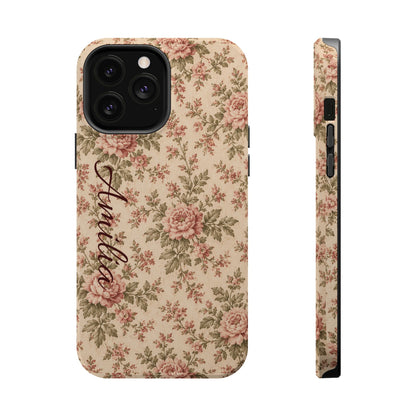 Floral Vintage Rose Magnetic Phone Case — Personalized Option