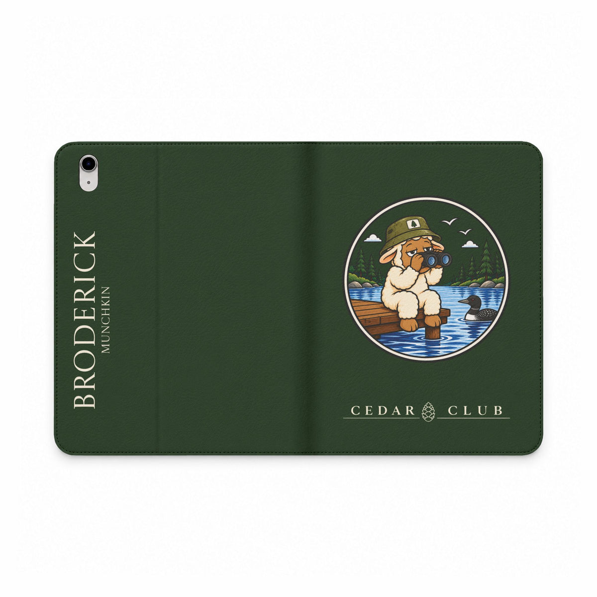 Personalized Tablet Folio Case — Cedar Cubs Bird Watching Sheep