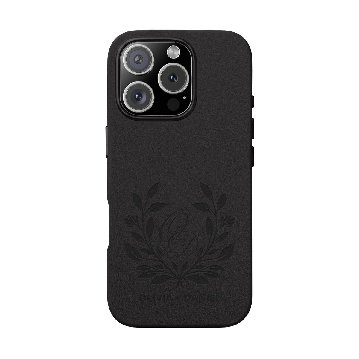 Engraved PU Leather Phone Case — Monogram Design