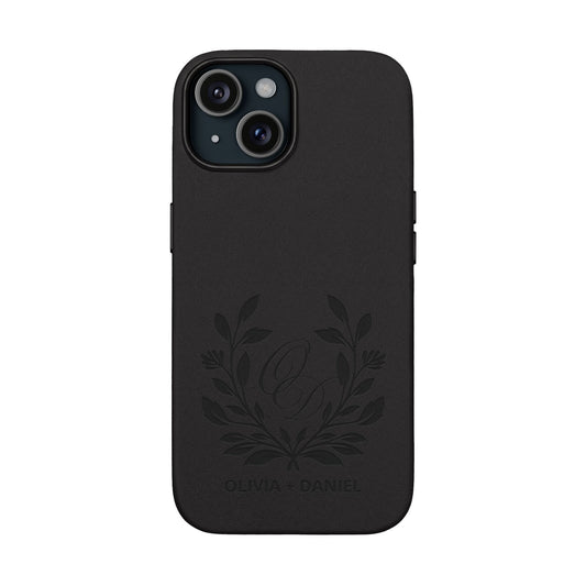 Engraved PU Leather Phone Case — Monogram Design