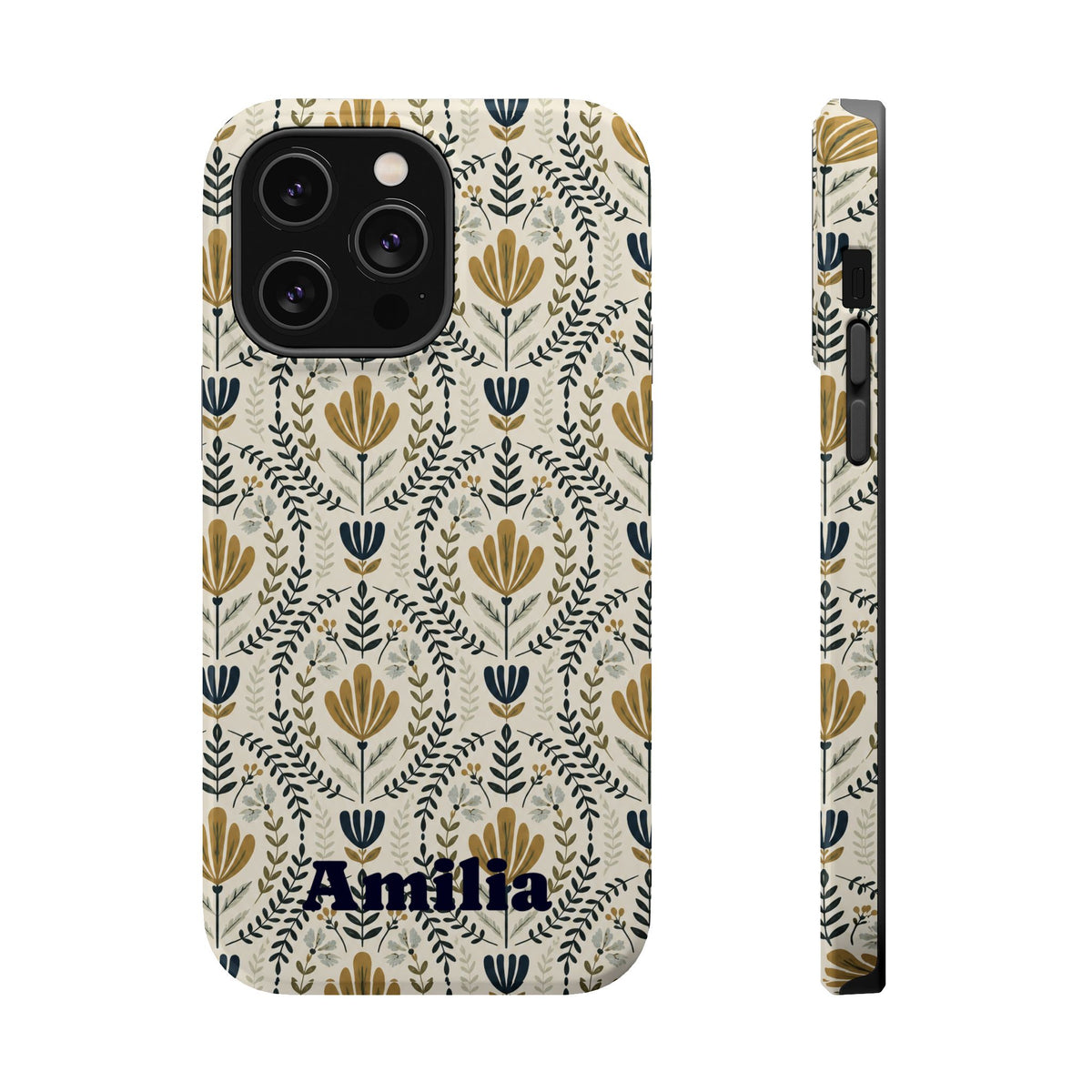 Personalized Floral Magnetic Phone Case — Impact-Resistant Protective Cover (Name Option)