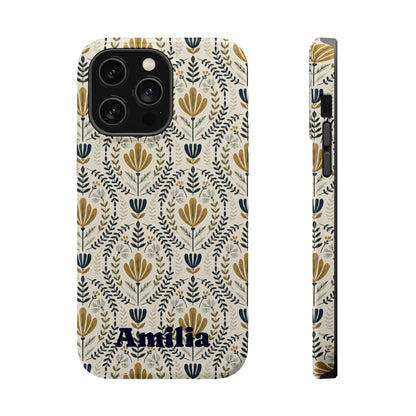 Personalized Floral Magnetic Phone Case — Impact-Resistant Protective Cover (Name Option)