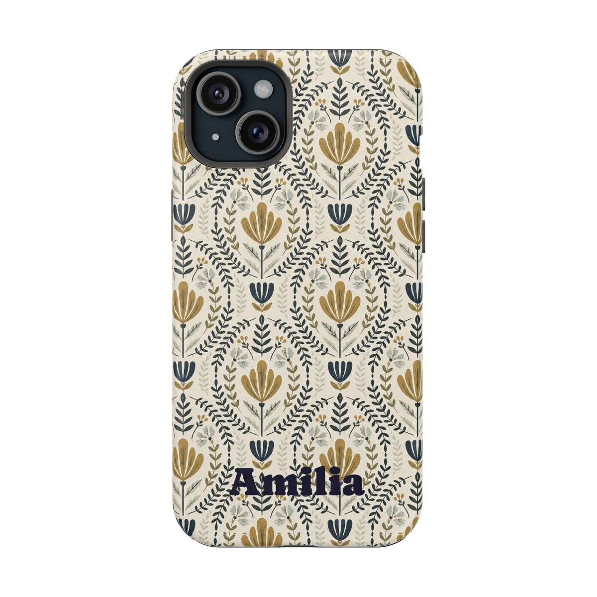 Personalized Floral Magnetic Phone Case — Impact-Resistant Protective Cover (Name Option)
