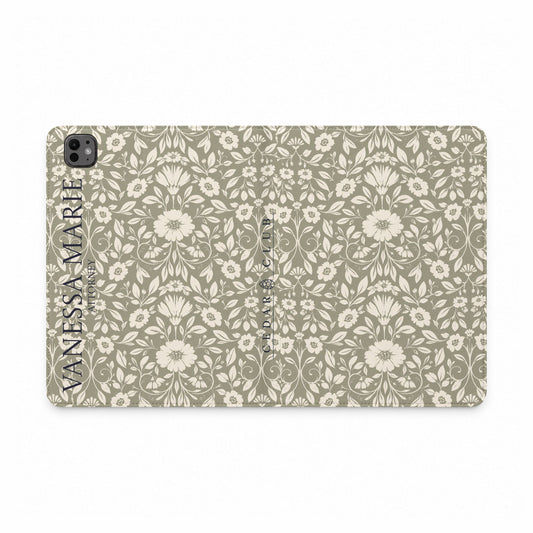 Personalized Floral Tablet Folio Case — Custom Name Monogrammed Cover