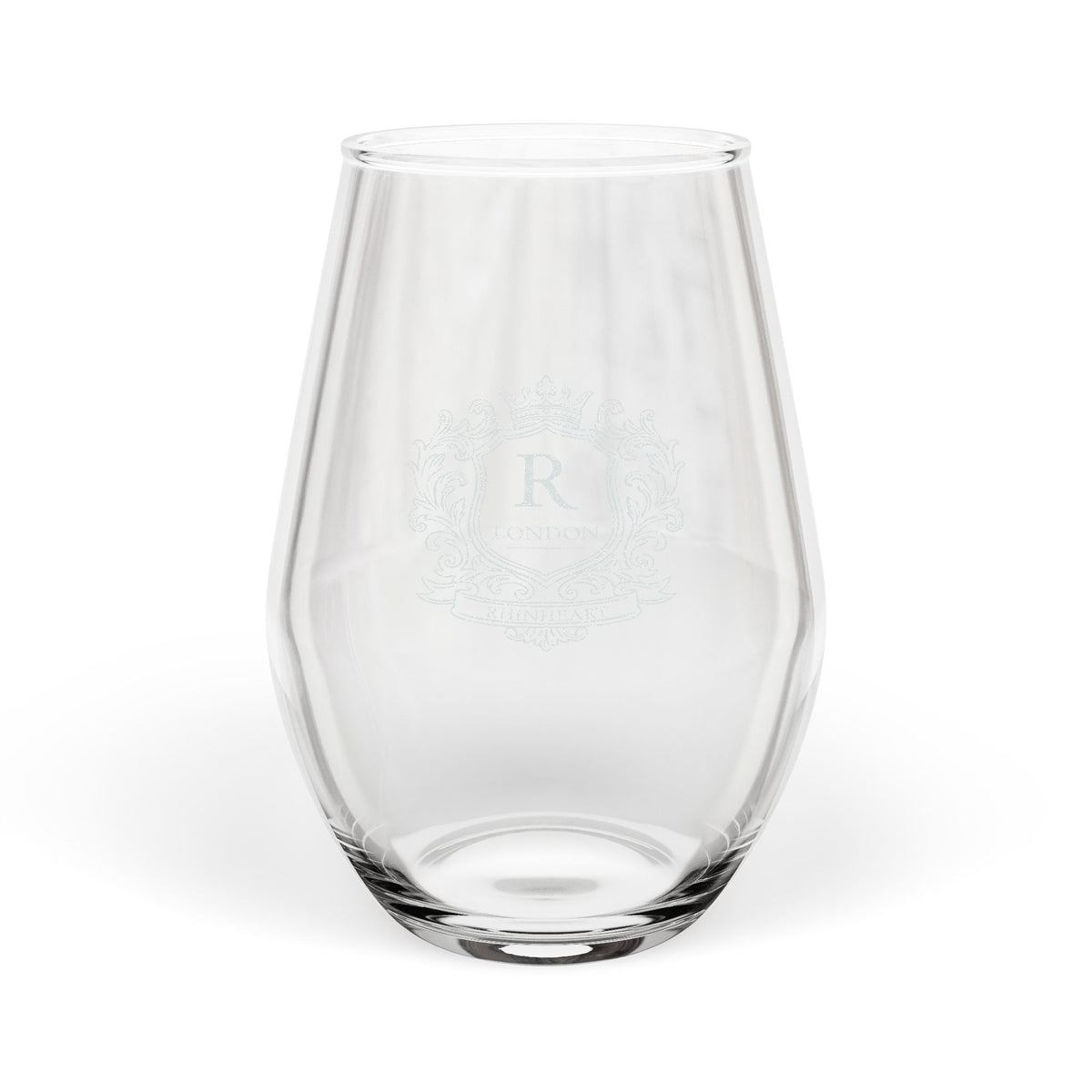Engraved Monogram Stemless Wine Glass — 11.5 oz Personalized Gift