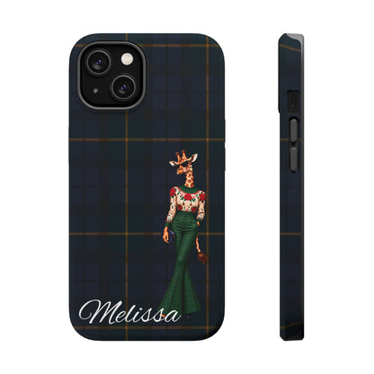 Personalized Giraffe Phone Case — Green Leopard Print Magnetic Impact-Resistant
